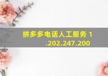 拼多多电话人工服务 1.202.247.200